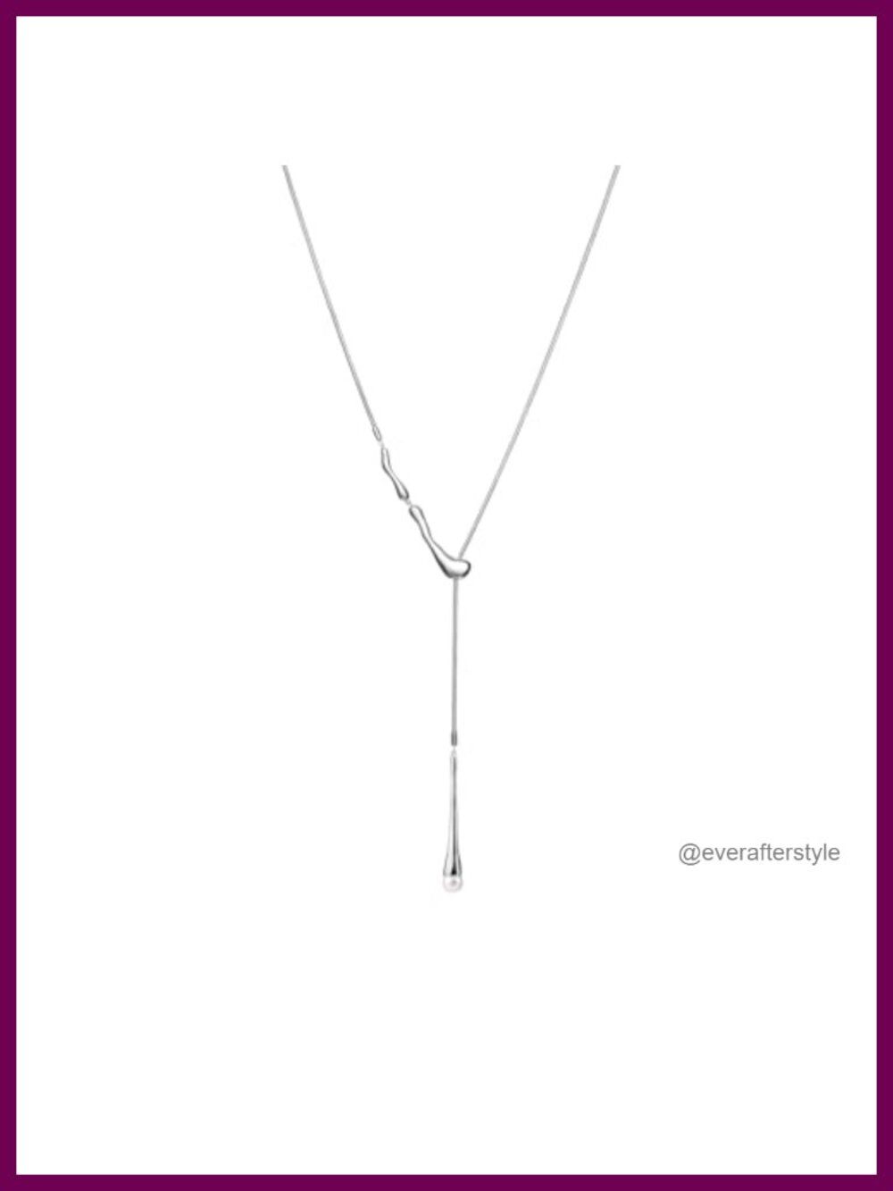 Adjustable Y-Shaped Lariat Necklace - Long Teardrop Pendant with Shell Pearl